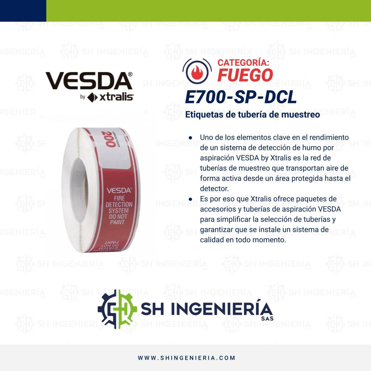 E700-SP-DCL Etiqueta de Punto de Muestreo: para Detectores de Humo por Aspiración - Estilo Envolvente 200 por Rollo | Vesda - Imagen 2