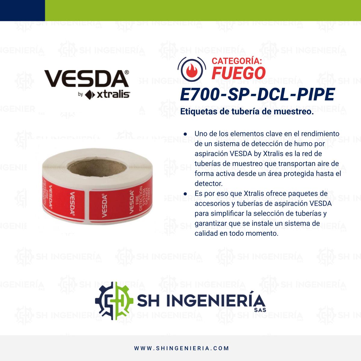 E700-SP-DCL-PIPE Etiqueta para tubería: para Detectores de Humo por Aspiración - Rollo con 35 piezas | Vesda - Imagen 2