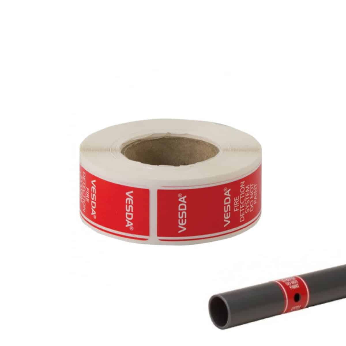E700-SP-DCL-PIPE Etiqueta para tubería: para Detectores de Humo por Aspiración - Rollo con 35 piezas | Vesda