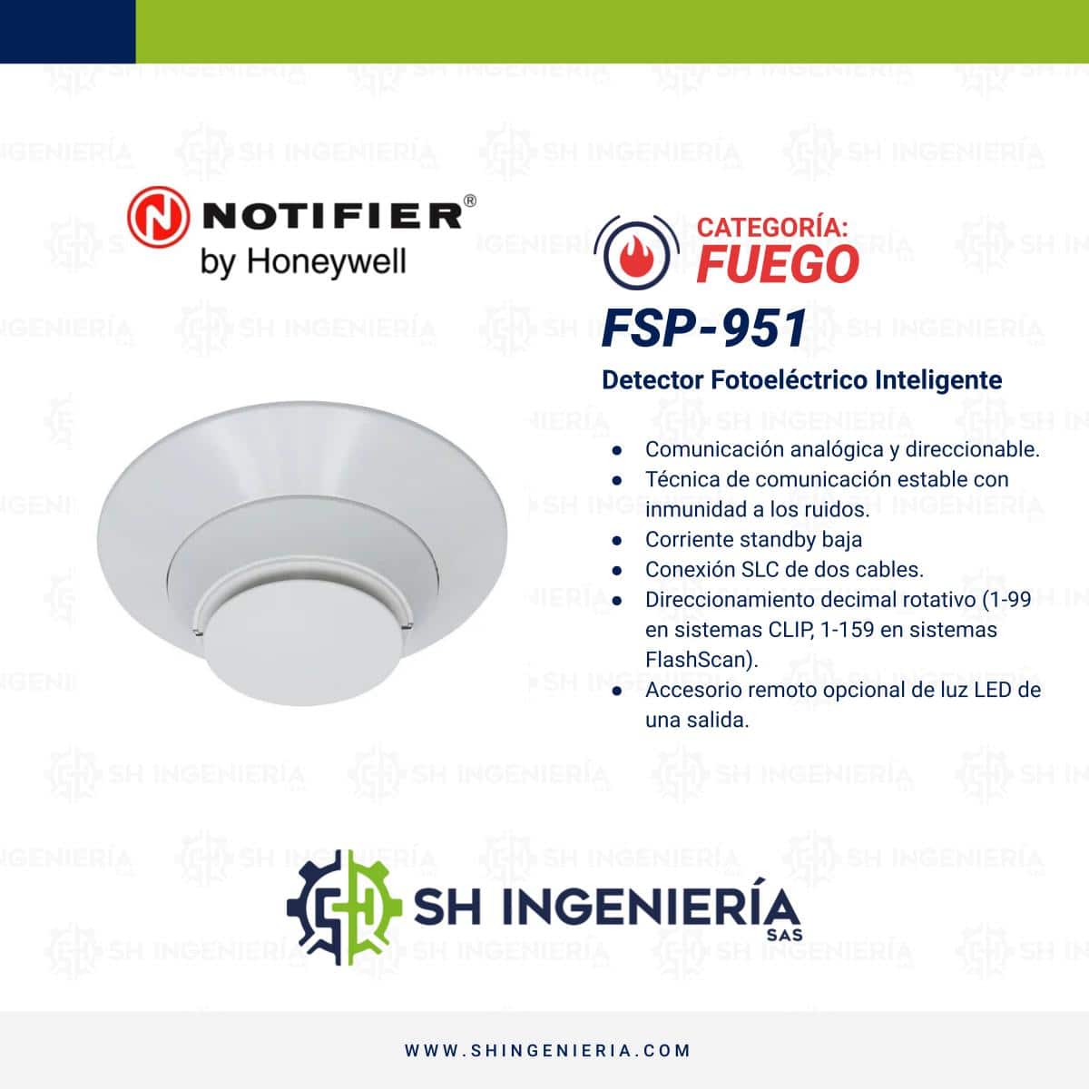 FSP-951 Detector de humo: Fotoeléctrico - Direccionable | Notifier - Imagen 3
