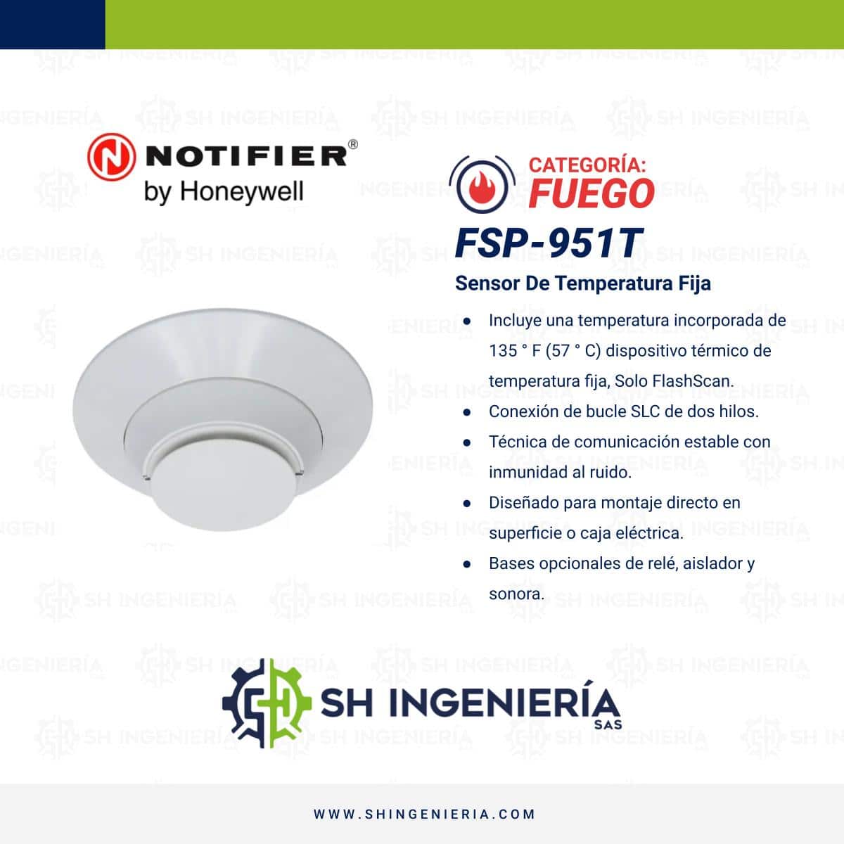 FSP-951T Detector doble tecnología: Temperatura y Humo - Direccionable | Notifier - Imagen 3