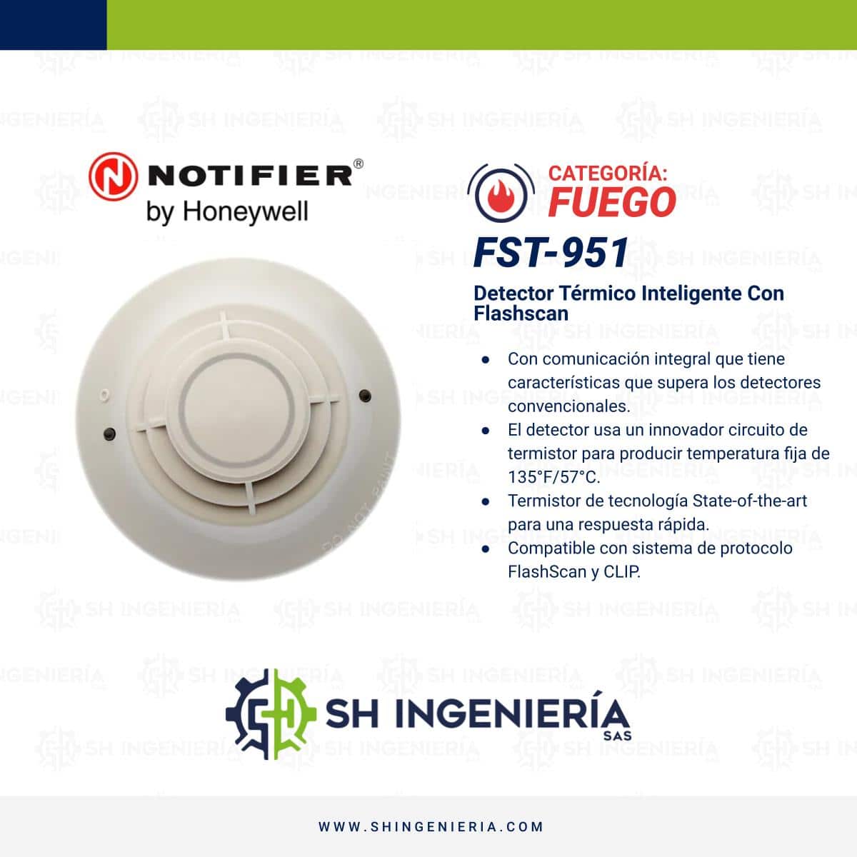 FST-951 Detector de calor: Rate of Rise - Direccionable | Notifier - Imagen 3