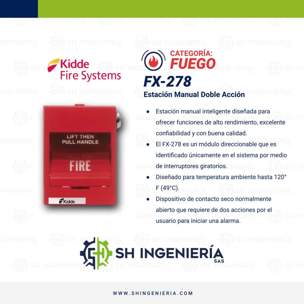 FX-278 Estación manual: Doble Acción - Direccionable | Edwards Kidde - Imagen 6