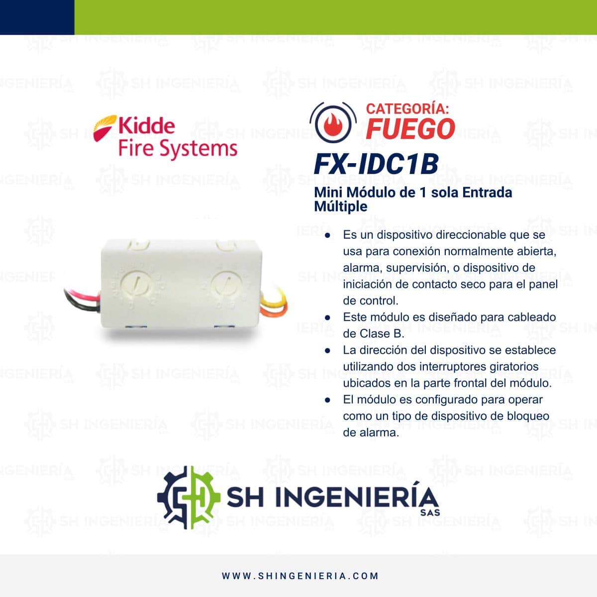 FX-IDC1B Mini módulo: Una sola entrada múltiple | Edwards Kidde - Imagen 3