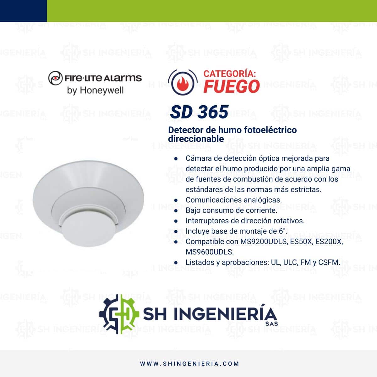 SD 365 Detector de humo: Fotoeléctrico - Direccionable + Base Incluida | FireLite - Imagen 6