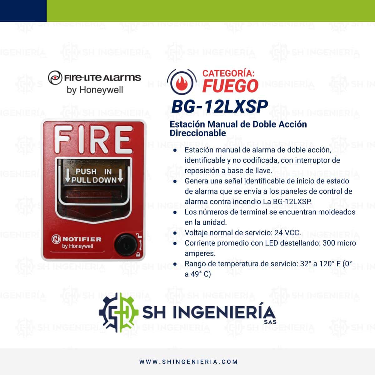 BG-12LXSP Estación manual: Doble Acción - Direccionable | Fire-Lite - Imagen 3