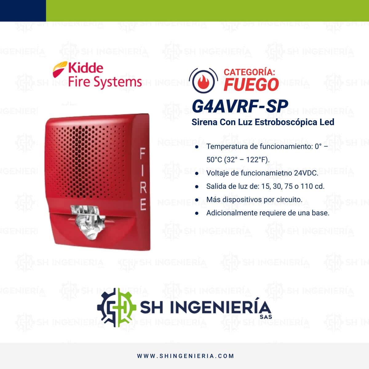 G4AVRF-SP Sirena con luz estroboscópica LED: Convencional | Kidde - Imagen 3