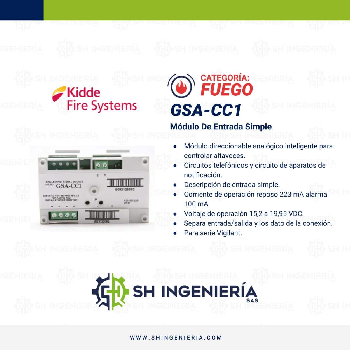 GSA-CC1 Módulo: Entrada simple | Edwards kidde - Imagen 3