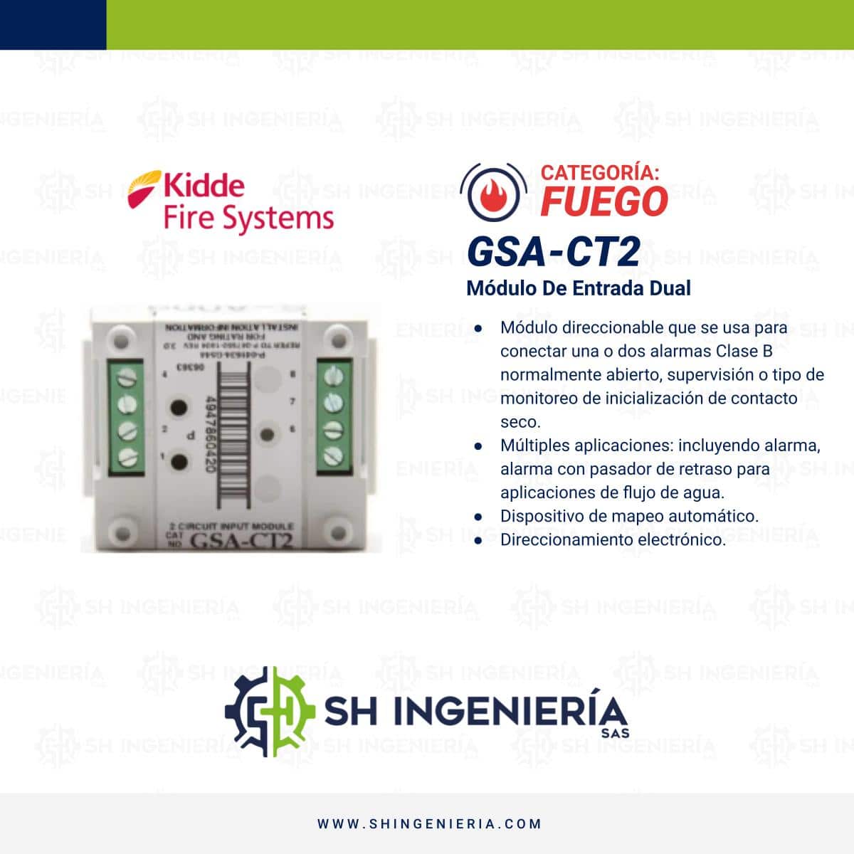 GSA-CT2 Módulo: Entrada dual | Edwards Kidde - Imagen 3