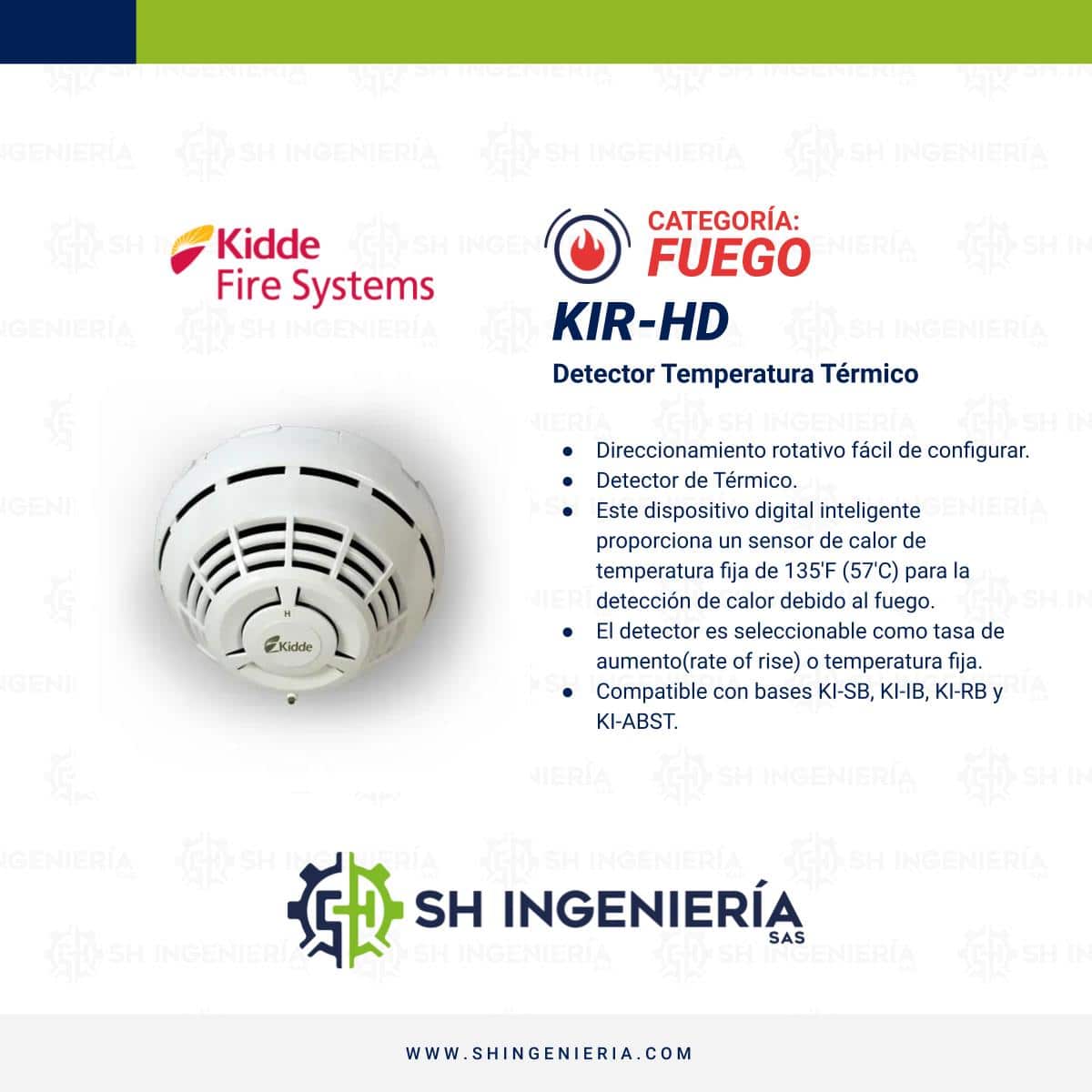 KIR-HD Detector de temperatura: Rate of Rise - Direccionable | Edwards Kidde - Imagen 3