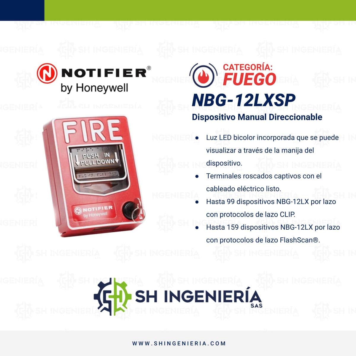 NBG-12LXSP Estación manual: Doble Acción - Direccionable Notifier - Imagen 3