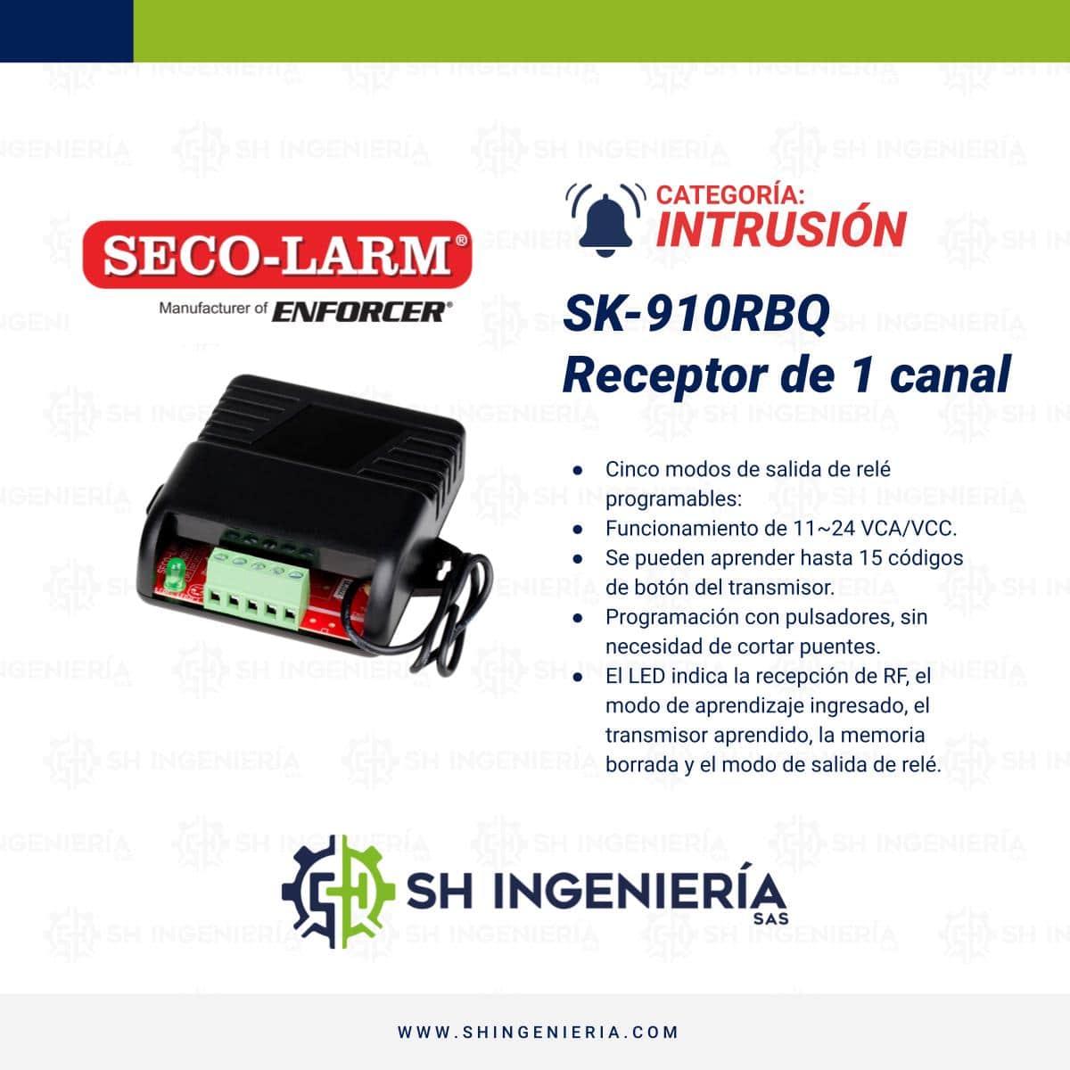 SK-910RBQ Receptor de 1 canal | Seco-Larm - Imagen 3