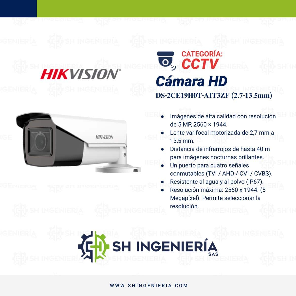 HD DS-2CE19H0T-AIT3ZF Cámara | Hikvision - Imagen 3