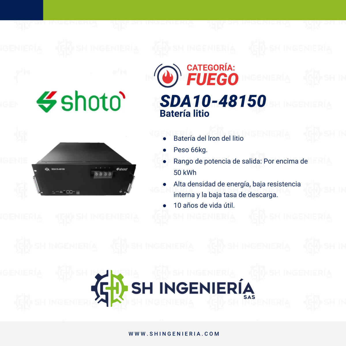 SDA10-48150 Bateria SHOTO (LITIO) 48V 150AH - Imagen 3